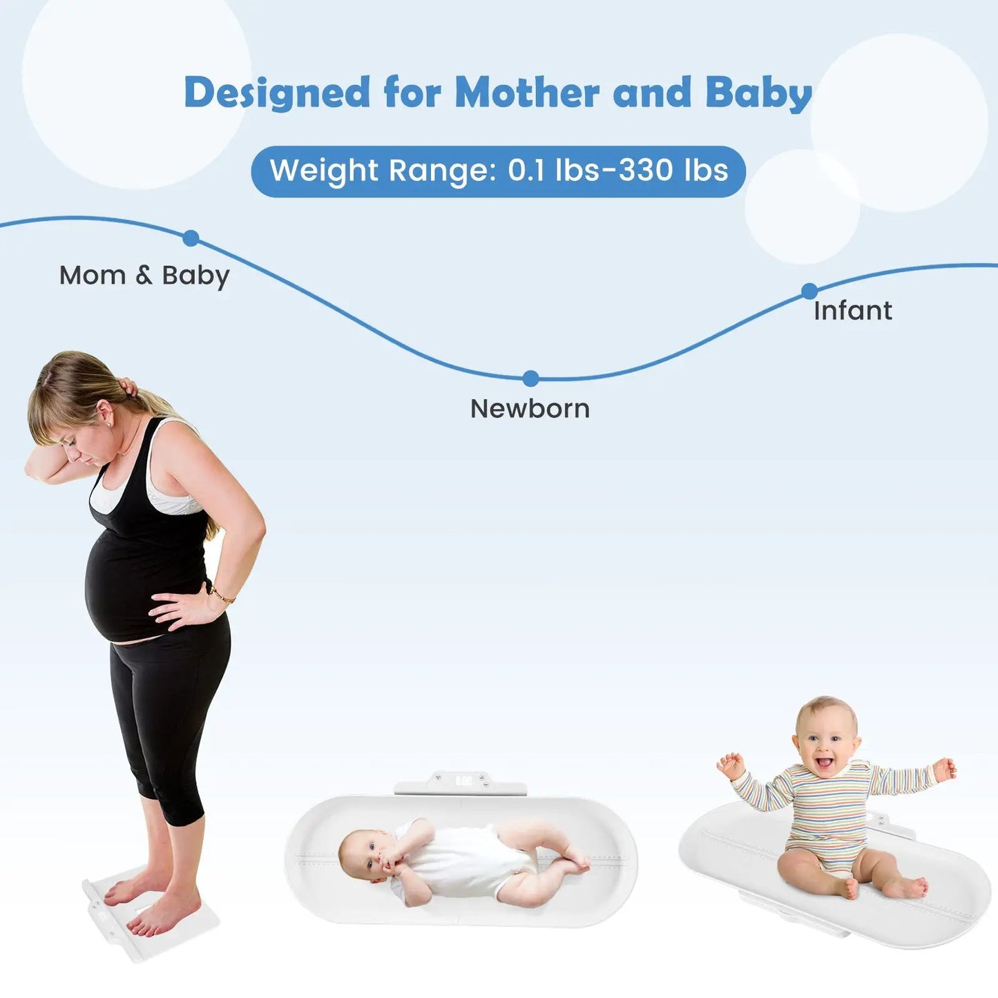 Infant scale with weight and height measurement, white, DirectDeals, two baby scales shown on Tampa Home & Garden Store