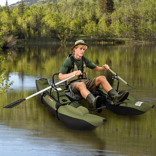 Inflatable fishing float tube with padded seat in green by DirectDeals on Tampa Home & Garden Store
