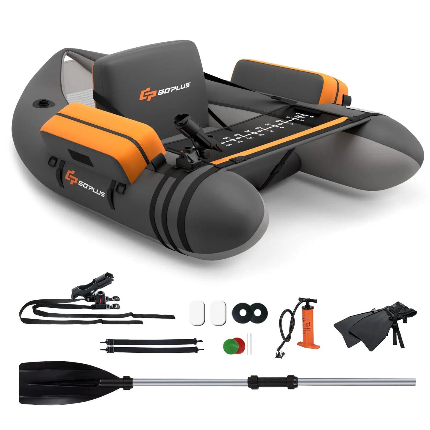Inflatable fishing float with adjustable straps, gray and orange GoPlus design on Tampa Home & Garden Store