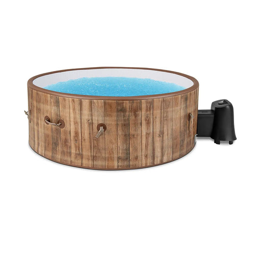 72-inch inflatable hot tub spa with wood-look exterior blue water and built-in pump on Tampa Home & Garden Store