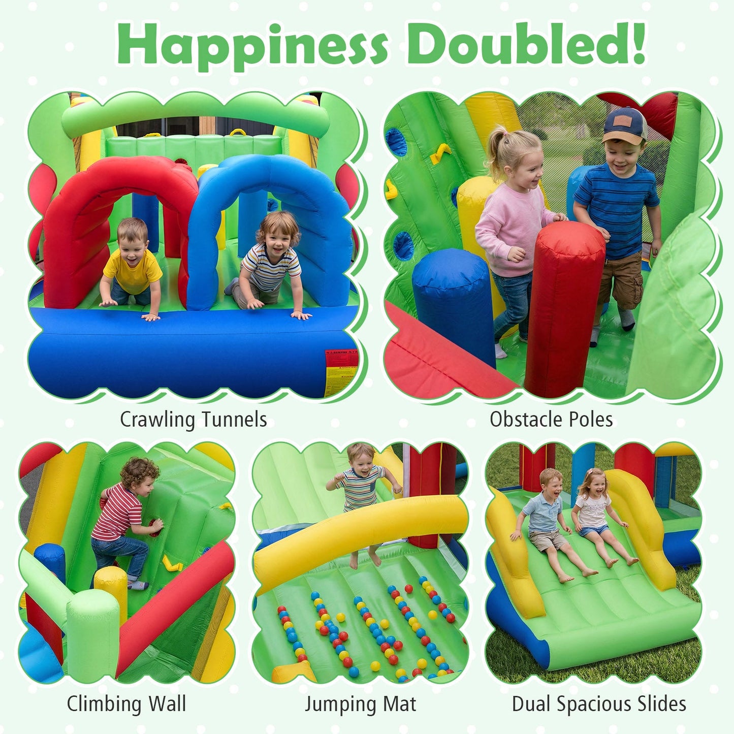 Inflatable obstacle course with dual slides and tunnels for kids by DirectDeals on Tampa Home & Garden Store