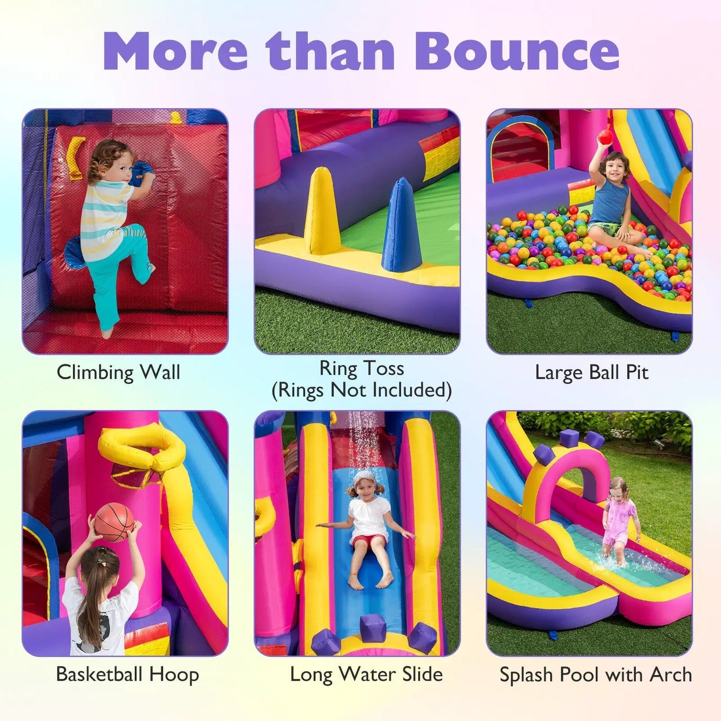 Princess Inflatable Water Slide and Climbing Wall, pink and purple with blower included on Tampa Home & Garden Store