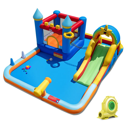Inflatable Water Slide Park Bouncy Castle with Climbing Wall with 735W Blower - Tampa Home & Garden Store