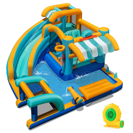 Inflatable Water Slide Bounce House Kids Jump Castle with 680W Blower - Tampa Home & Garden Store