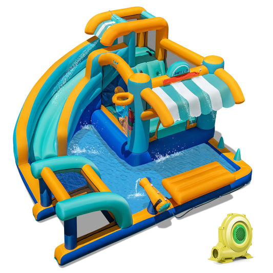 Inflatable Water Slide Bounce House Kids Jump Castle with 735W Blower - Tampa Home & Garden Store