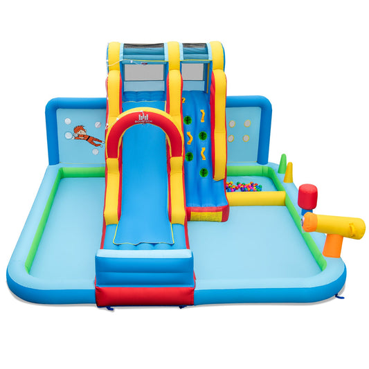 Inflatable Water Slide Water Park with Long Slide and Splash Pools and Ball Pit without Blower - Tampa Home & Garden Store