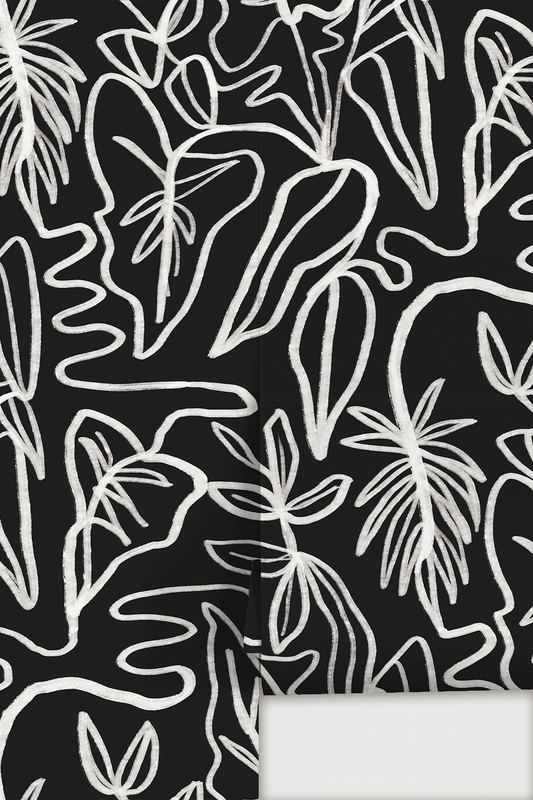 Inked Foliage Wallpaper, black and white - Tampa Home & Garden Store