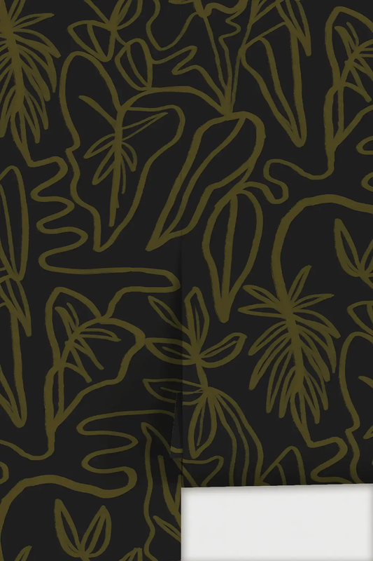 Inked Foliage Wallpaper in black and olive green by Samantha Santana Creative on Tampa Home & Garden Store