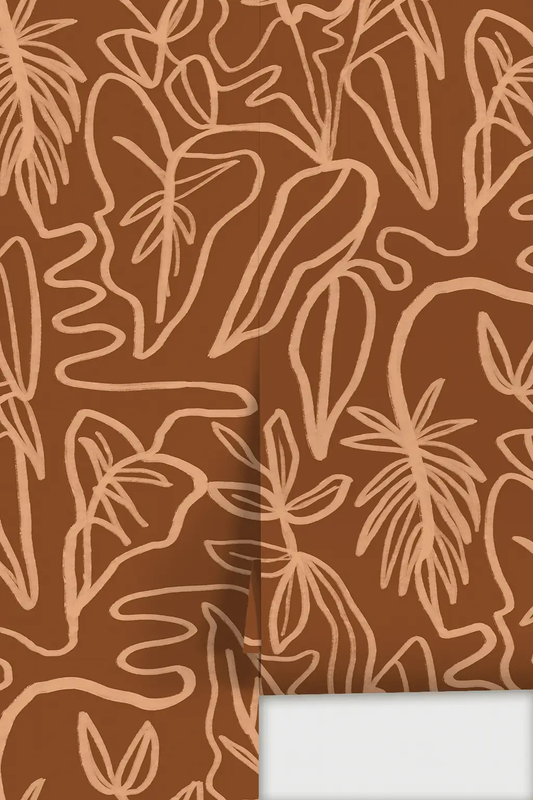 Wallpaper Inked Foliage in rust and peach by Samantha Santana Creative on Tampa Home & Garden Store