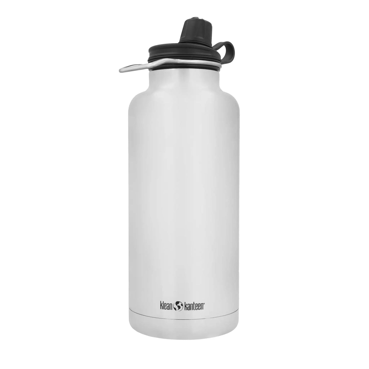 Insulated 64 oz bottle with chug cap, white steel, Klean Kanteen logo near base on Tampa Home & Garden Store