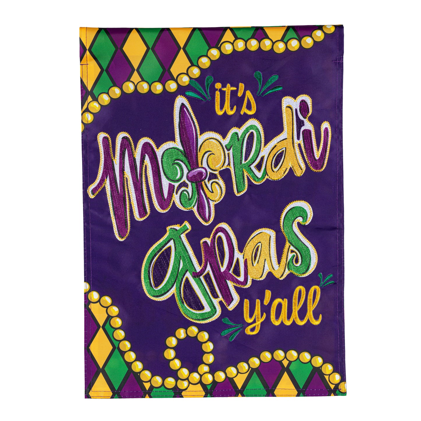 It's Mardi Gras Y'all Applique Garden Flag - Tampa Home & Garden Store