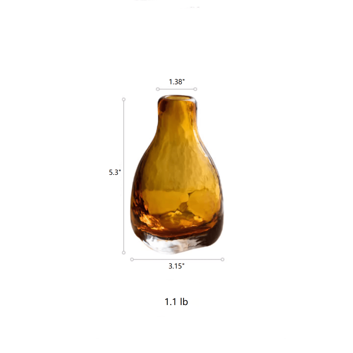 Amber handblown glass bottle vase by RusticReach, teardrop shape on Tampa Home & Garden Store