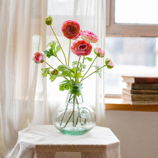 Faux silk buttercup flower bundle by RusticReach, pink/purple, 21 inches tall on Tampa Home & Garden Store