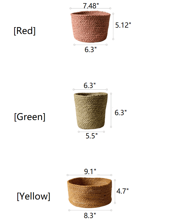 Cotton rope woven basket desktop organizer in red, green and yellow (3-pack) RusticReach on Tampa Home & Garden Store