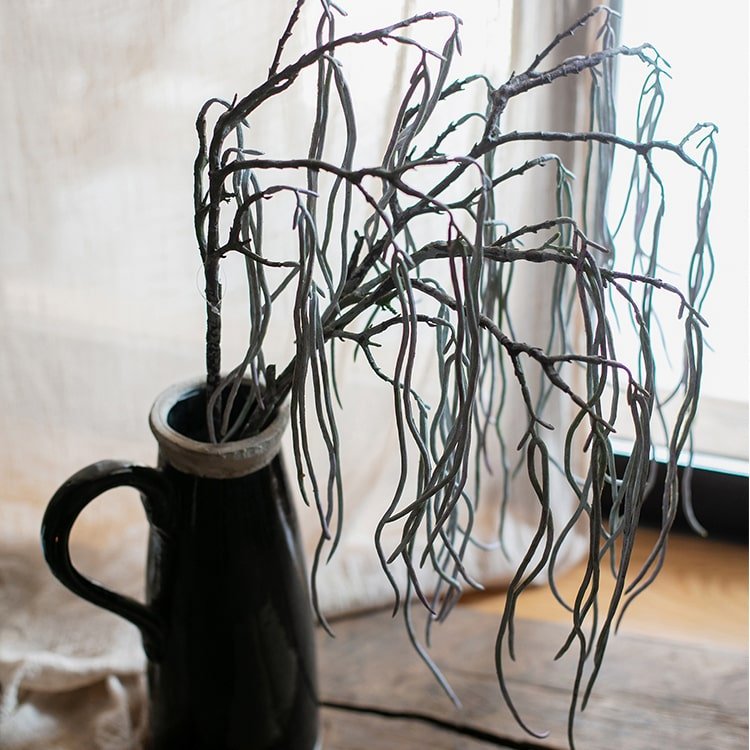 Artificial let-fall plant stem by RusticReach, 29 inches tall with gray twig branches in a mug on Tampa Home & Garden Store