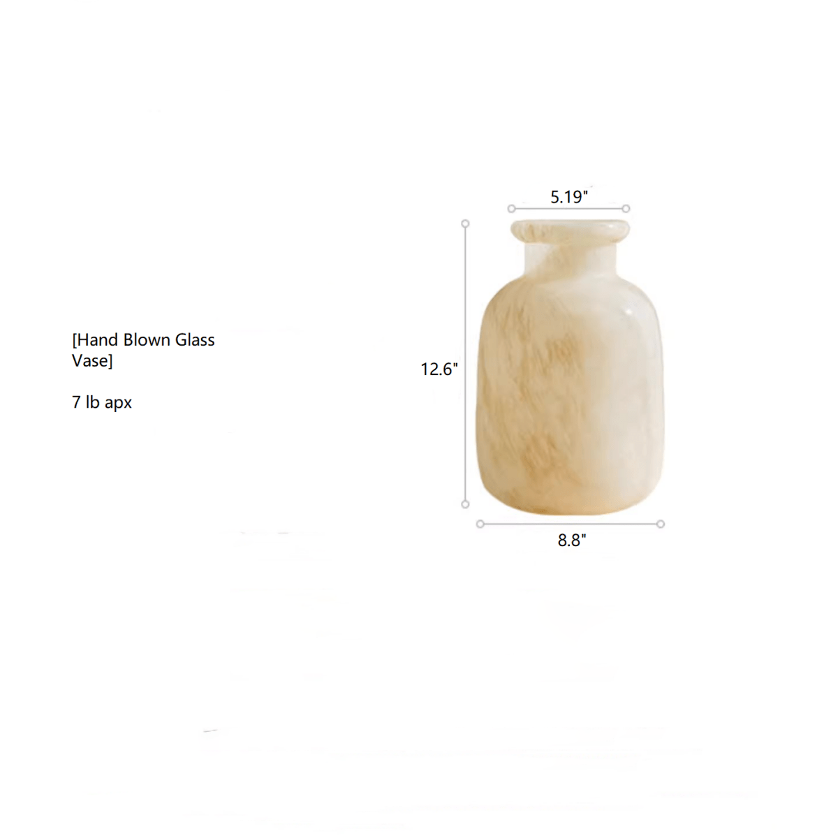 Large matte frosted glass vase by RusticReach, hand-blown, 12.6 in tall on Tampa Home & Garden Store