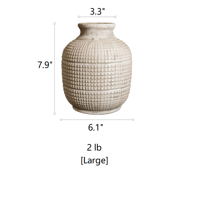 White textured porcelain ceramic jar vase by RusticReach, large 2 lb on Tampa Home & Garden Store