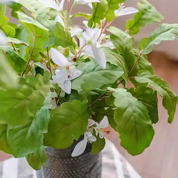 RusticReach Wild Garden bunch 22in tall artificial plant with white blossoms in a metal pot on Tampa Home & Garden Store