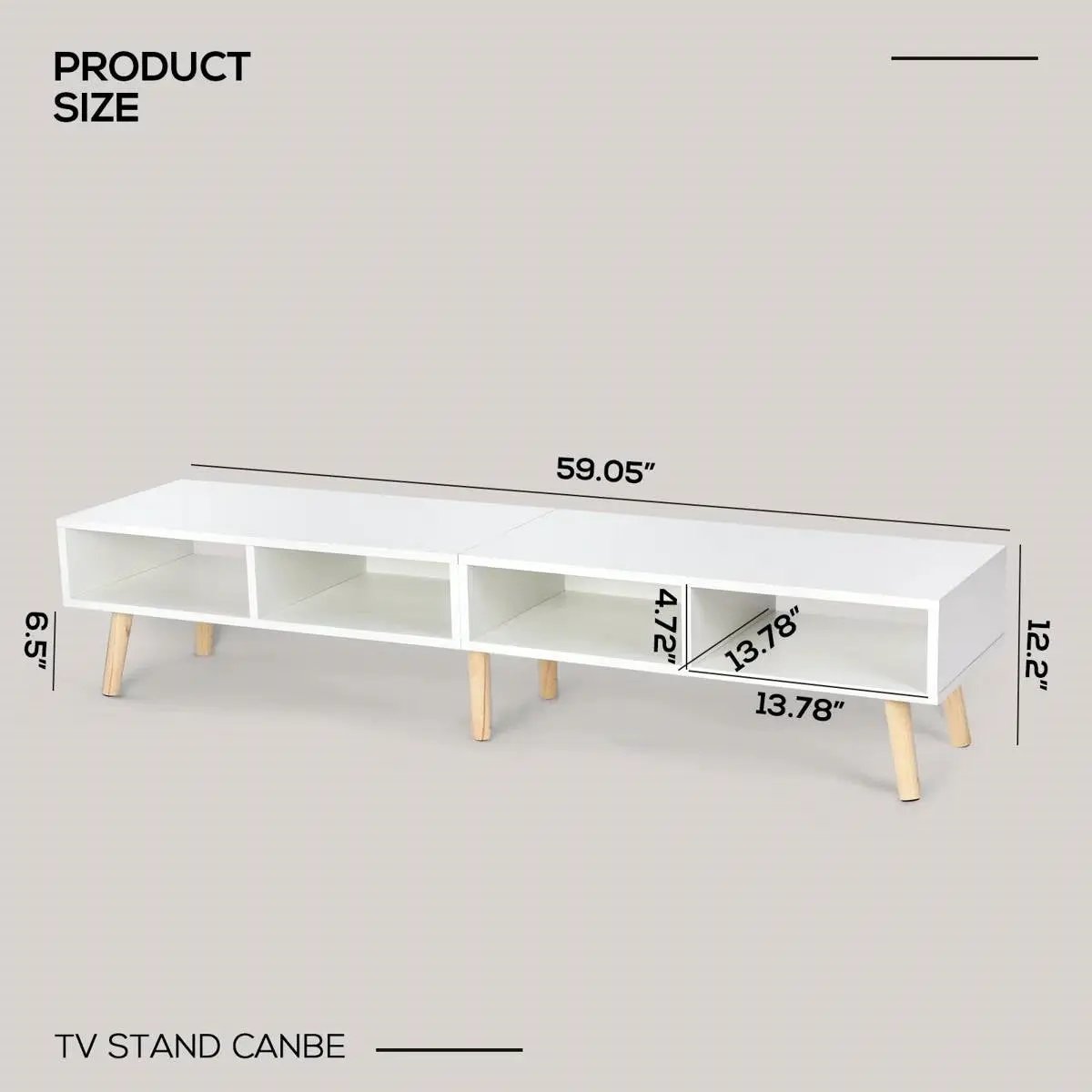 Modern Mid-Century Style TV Stand in White with Wood Legs for TVs up to 65-inch - Tampa Home & Garden Store