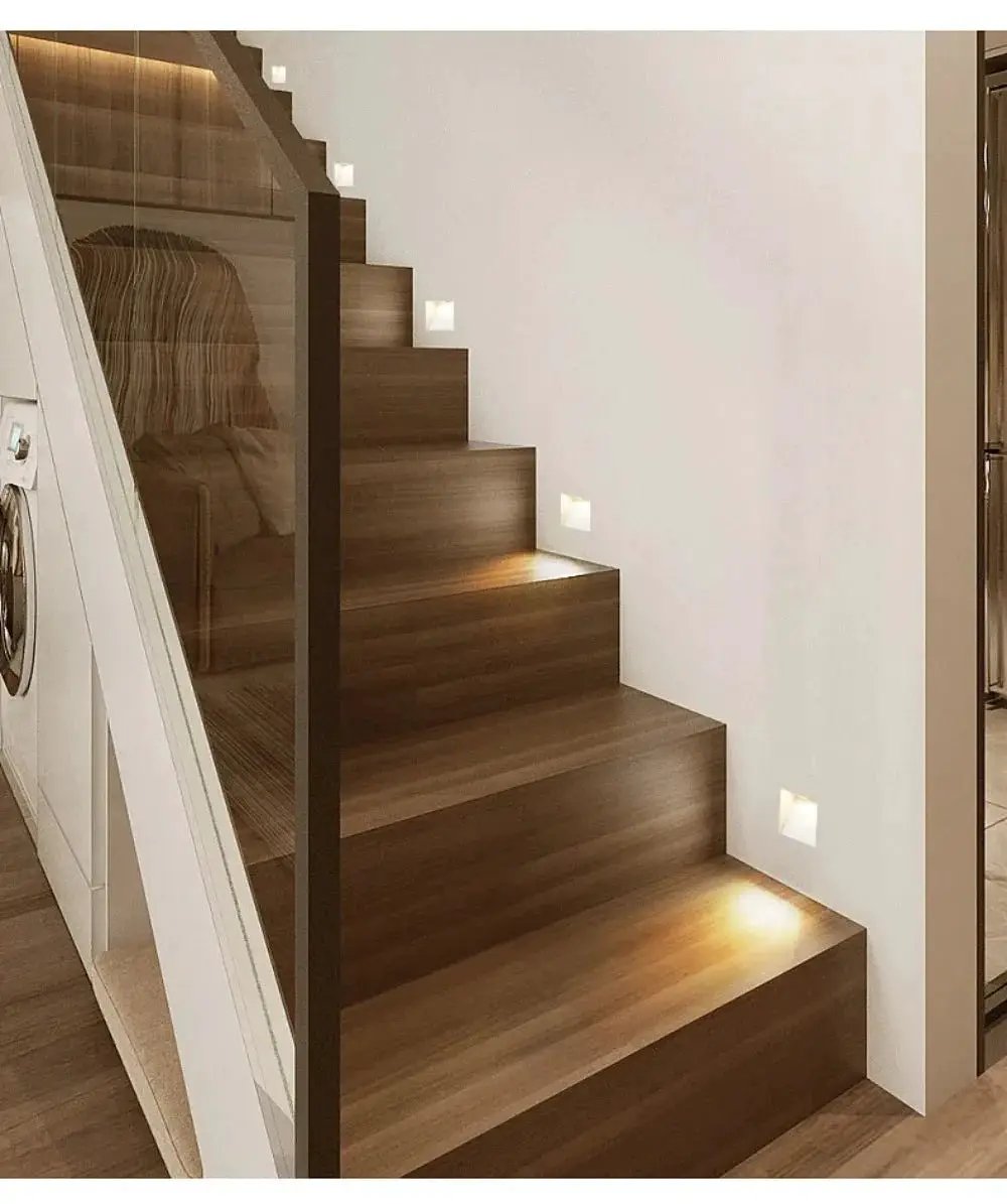 LED stair light with motion sensor recessed wall Moktan Sabai square step lights on stairs on Tampa Home & Garden Store