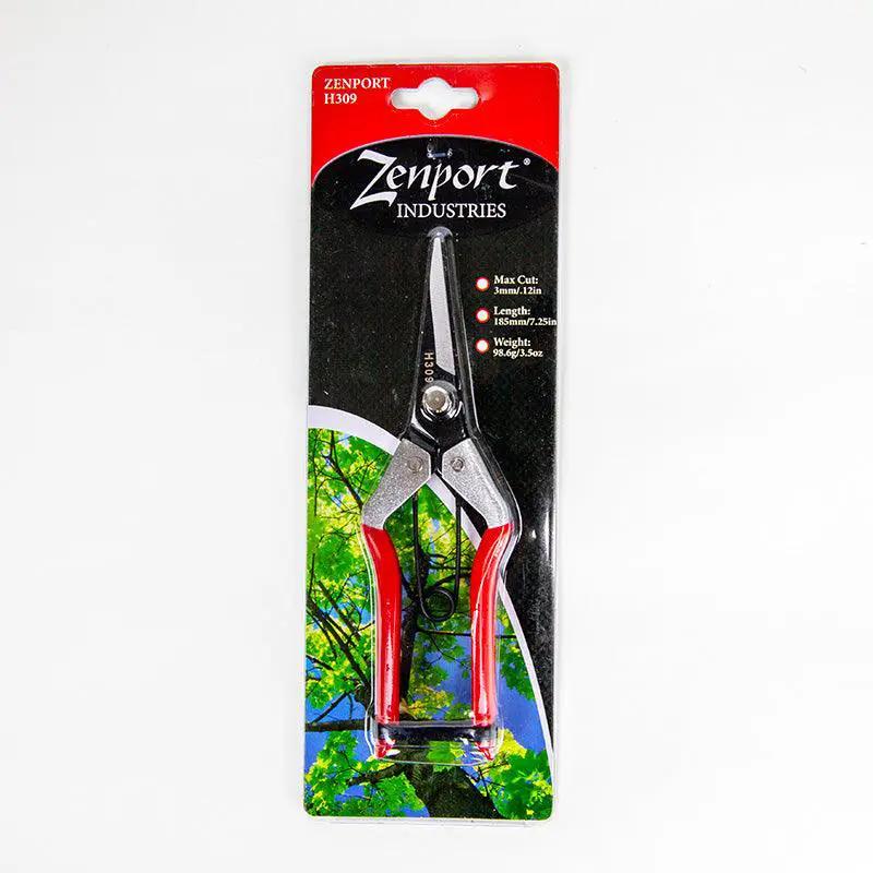 Grape thinning shears with red ergonomic handles in Zenport H309 packaging for gardening tools on Tampa Home & Garden Store