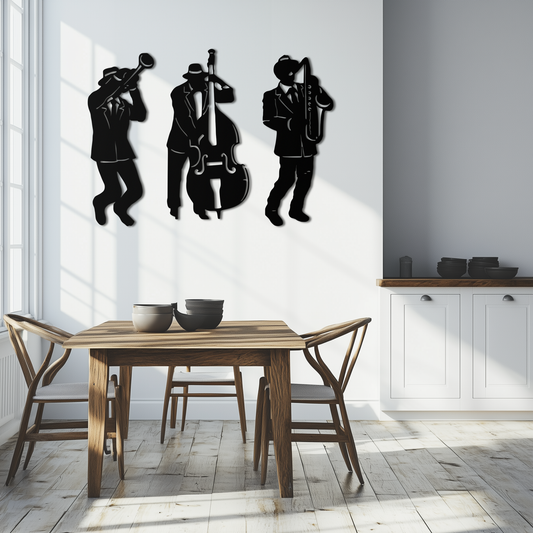Jazz Musicians Metal Wall Art - 3-Piece Silhouette Music Decor - KAF111 - Tampa Home & Garden Store