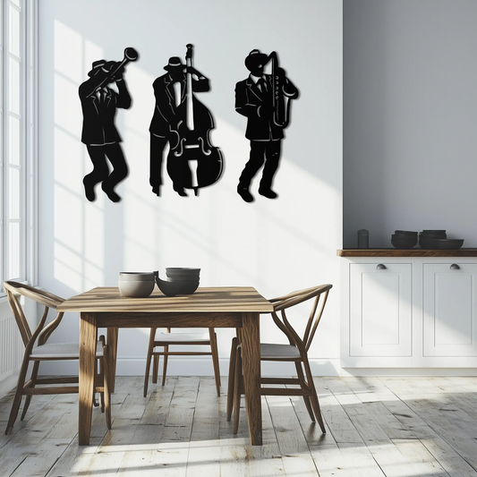 Jazz Musicians Metal Wall Art - 3-Piece Silhouette Music Decor - KAF111 - Tampa Home & Garden Store