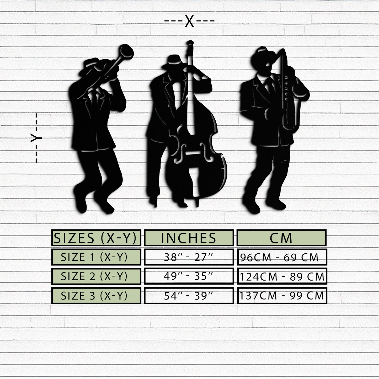 Jazz Musicians Metal Wall Art - 3-Piece Silhouette Music Decor - KAF111 - Tampa Home & Garden Store