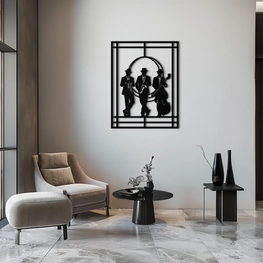 Jazz Musicians Metal Wall Art – Saxophone and Trumpet Player Silhouette Steel Decor for Music Lovers- KAF332 - Tampa Home & Garden Store