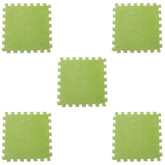 JeashCHAT 5-piece velvet puzzle floor mats set in lime green interlocking tiles on Tampa Home & Garden Store