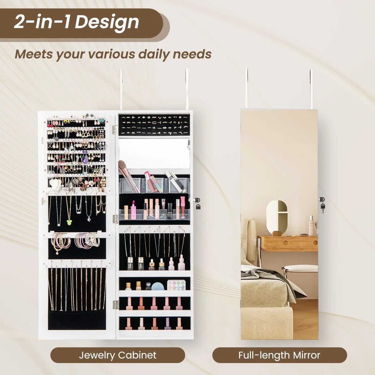 43.5 Inch Jewelry Mirror Cabinet Full Length