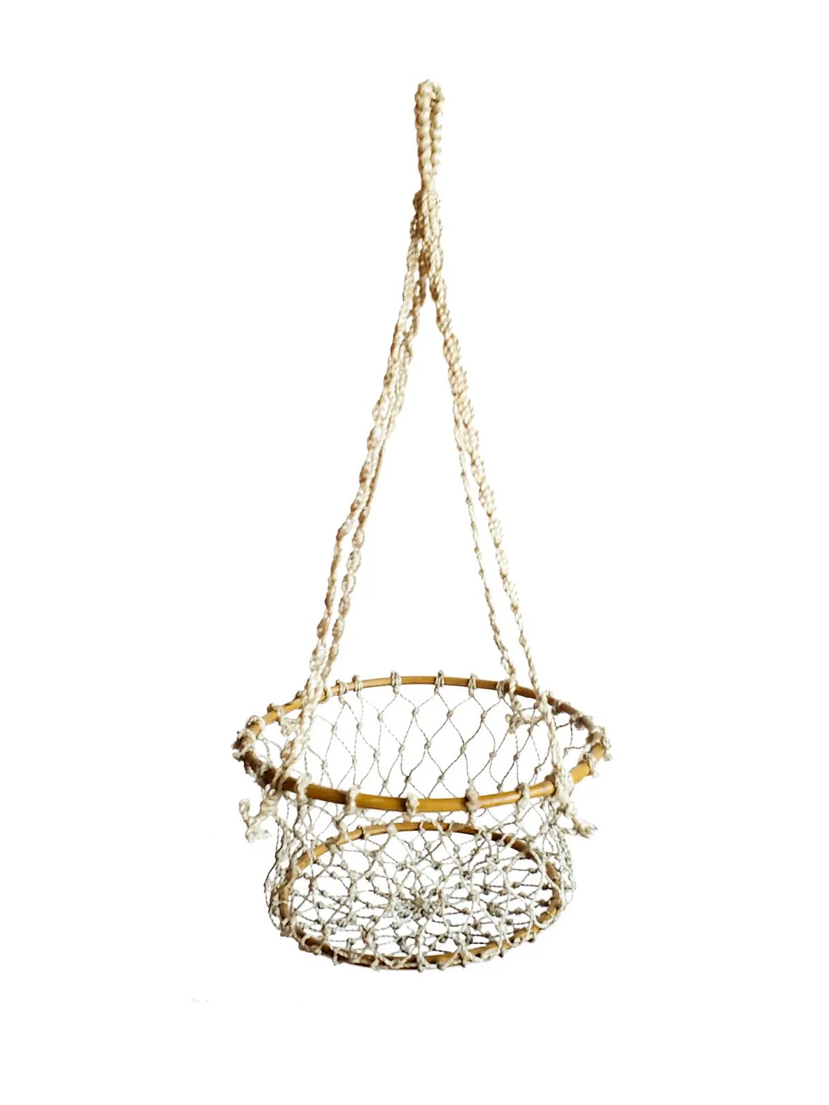 Jhuri hanging basket planter by KORISSA, natural jute rope and wooden ring plant hanger on Tampa Home & Garden Store