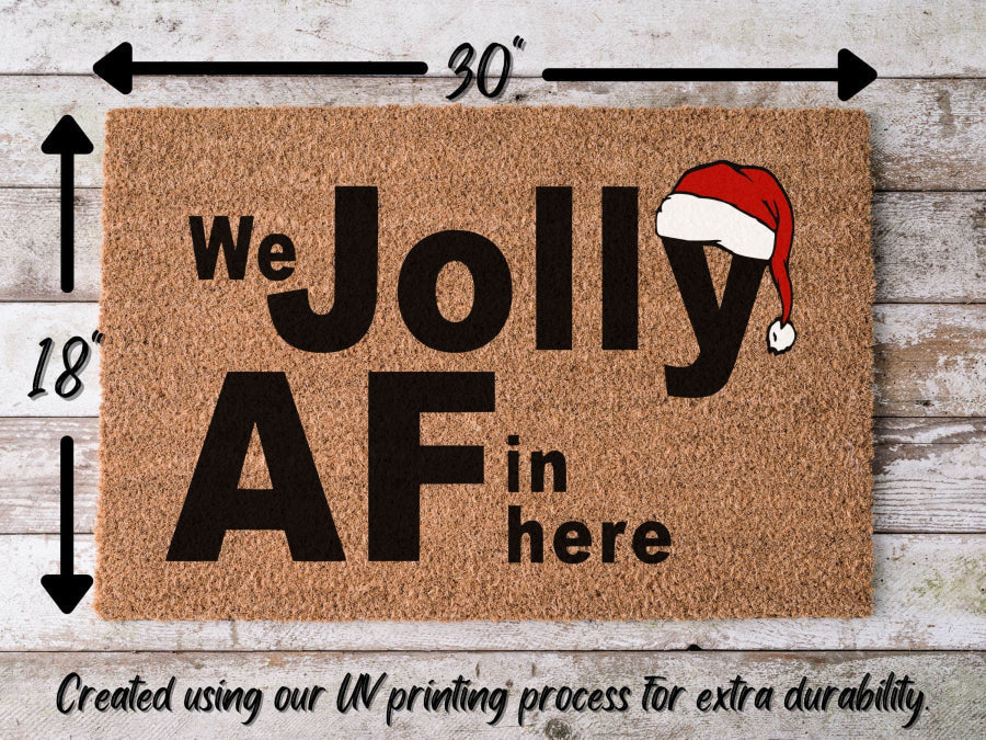 Jolly AF, Funny Christmas Door Mat | Funny Christmas Doormat | Christmas Holiday Gift | Welcome Mat | Doormat | Winter Decor - Tampa Home & Garden Store