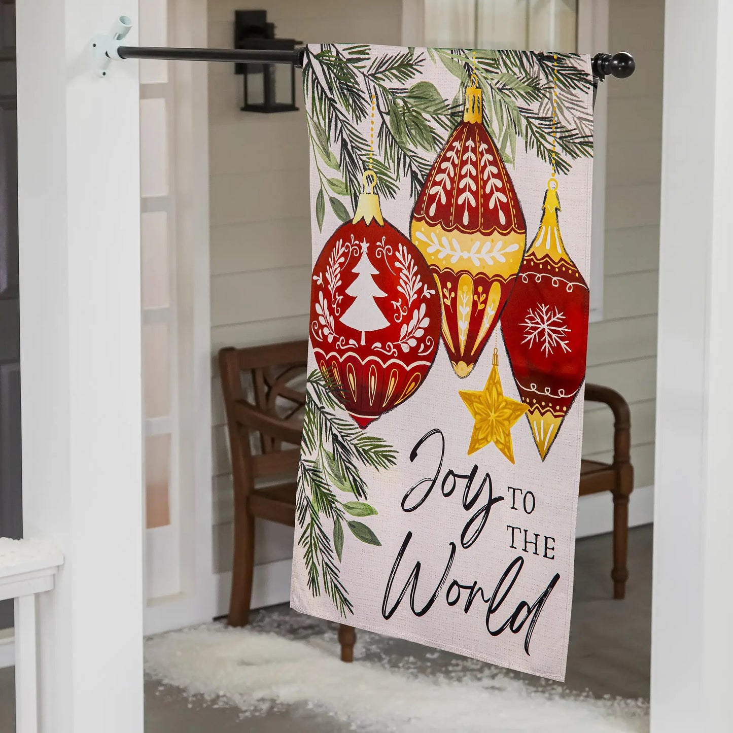 Joy To The World Ornaments Suede House Flag - Tampa Home & Garden Store
