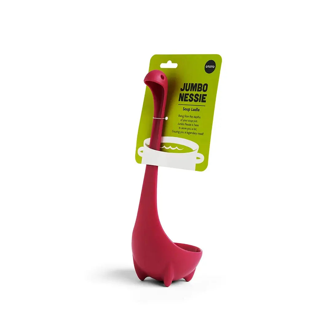 Jumbo Nessie soup ladle in bright pink by OTOTO DESIGN, oversized kitchen ladle on Tampa Home & Garden Store