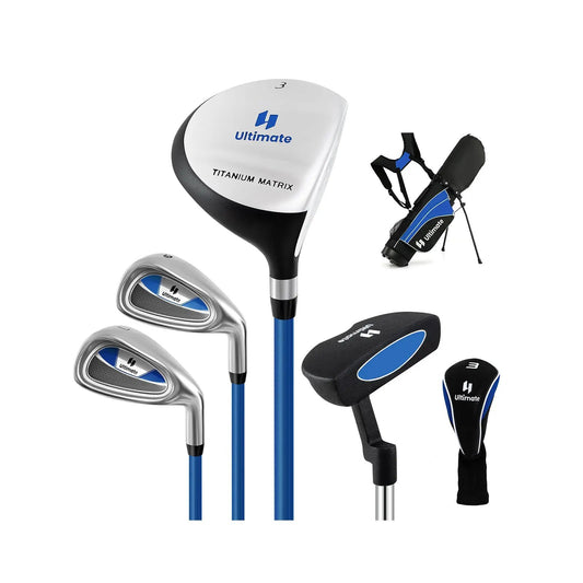 Junior 5-club golf set with driver, irons, wedge, putter and bag; blue shafts Titanium Matrix on Tampa Home & Garden Store