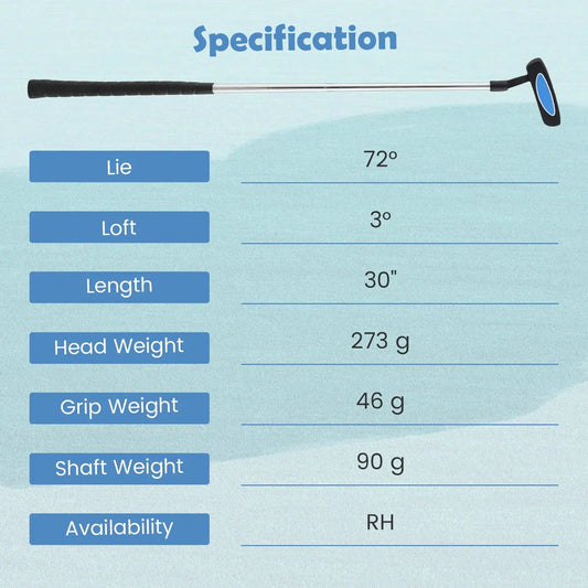 Junior Mallet Putter 11-14 for Kids DirectDeals with black grip, silver shaft, blue head on Tampa Home & Garden Store