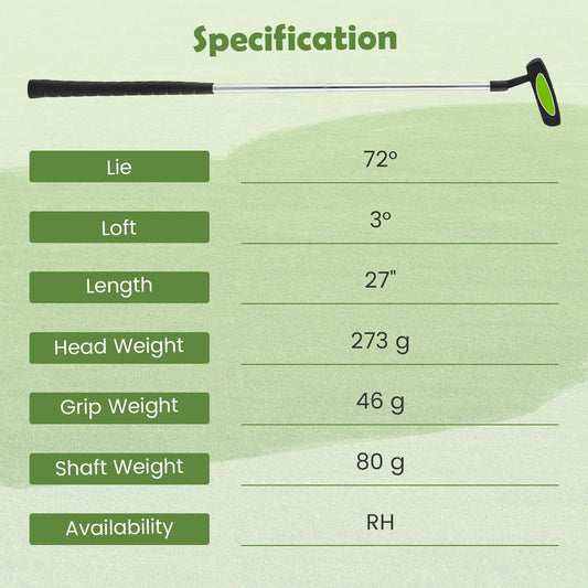 Junior Mallet Putter for 8β10 by DirectDeals, black grip, silver shaft, green mallet on Tampa Home & Garden Store