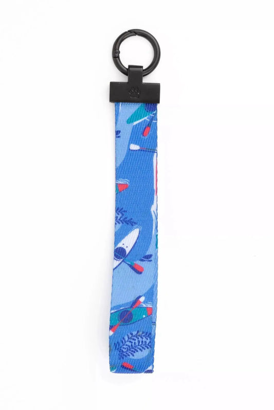 K9 Kayak Wristlet Keychain for Dogs with blue kayak-pattern strap and black ring on Tampa Home & Garden Store