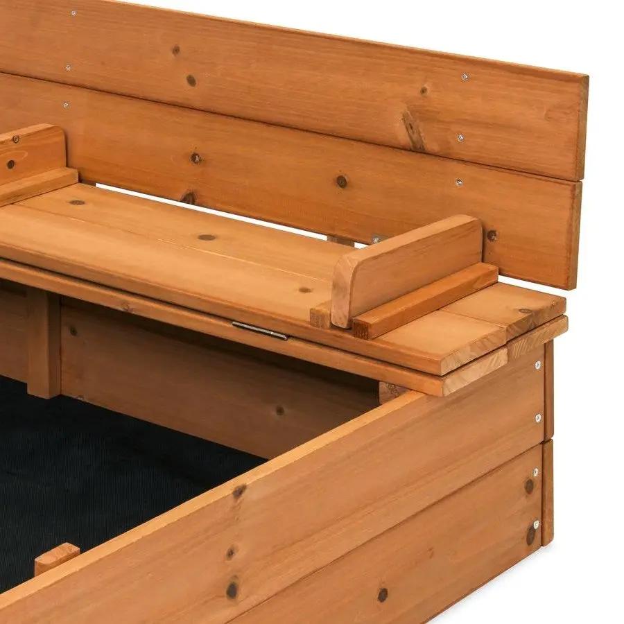 Sturdy Brown Cedar Kids Complete Seated Bench Sandbox - Tampa Home & Garden Store