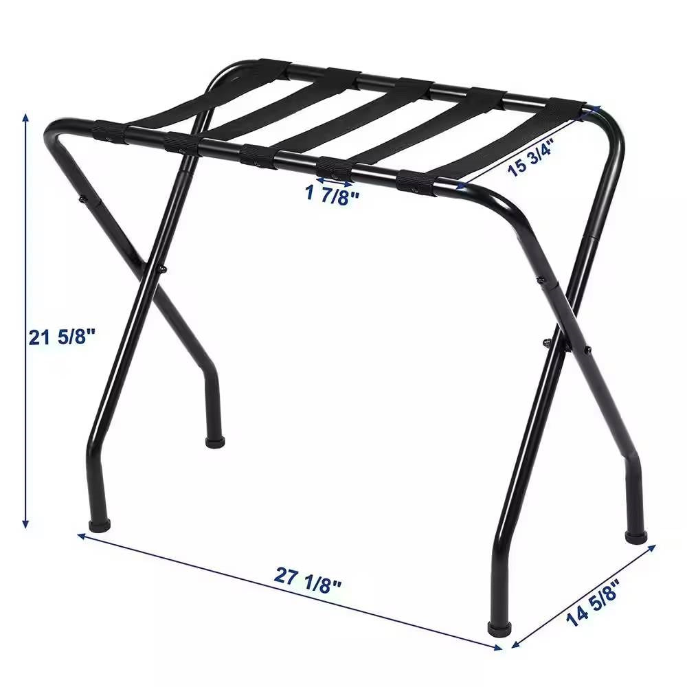 Soporte plegable para maletas, de metal negro resistente