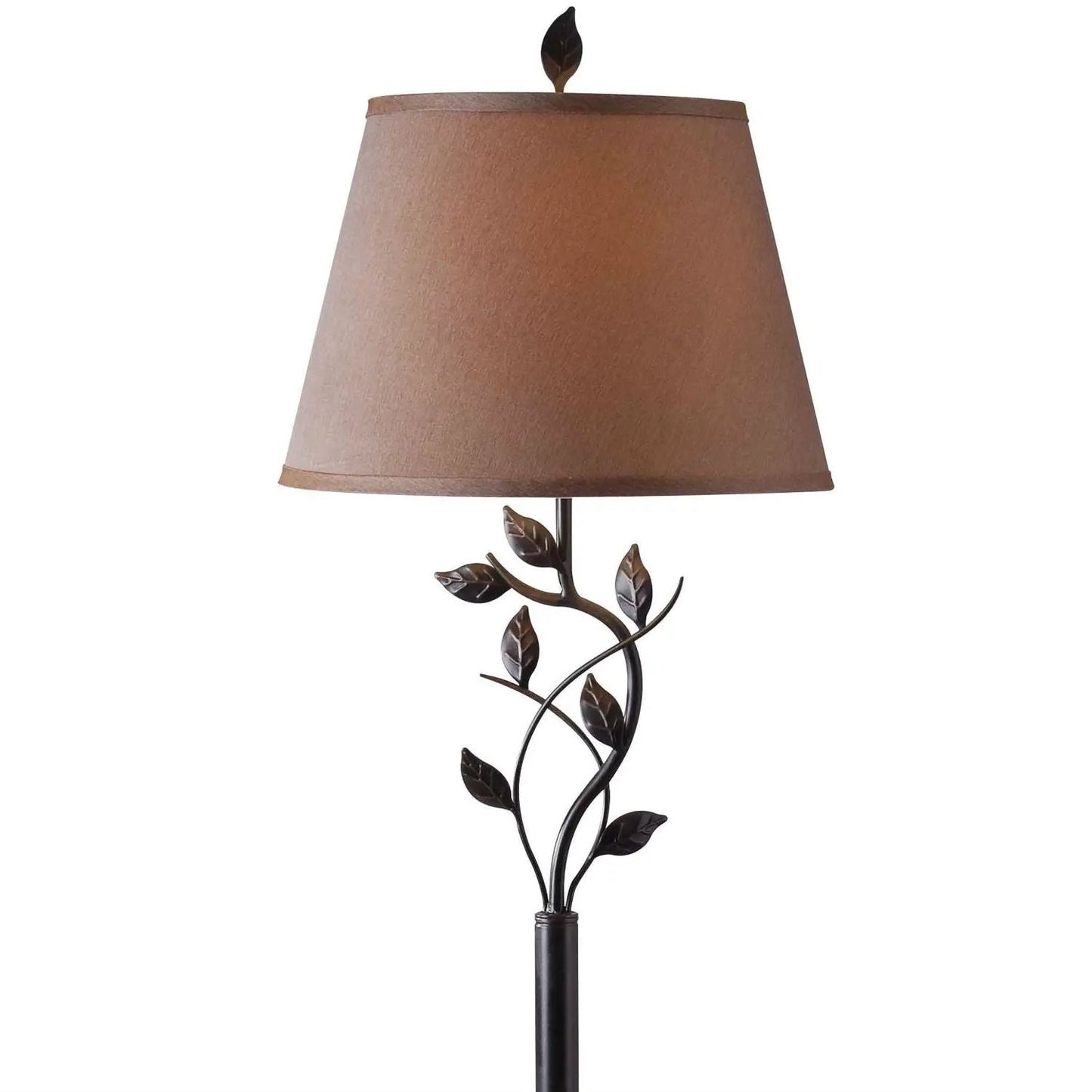 Vine Leaves Floor Lamp Rubbed Bronze with brown fabric shade by HomePacific on Tampa Home & Garden Store