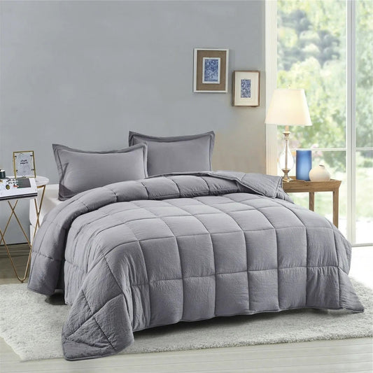 Grey King Size Microfiber Reversible Comforter Set with 2 pillow shams by HomePacific on Tampa Home & Garden Store