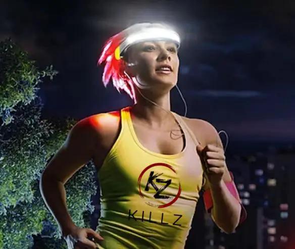 Killz Trek-Z LED headlamp with 3 modes worn by a night runner; bright light on Tampa Home & Garden Store