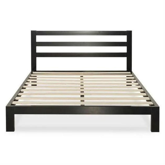 King size metal platform bed frame with headboard, black finish and wood slats, HomePacific on Tampa Home & Garden Store