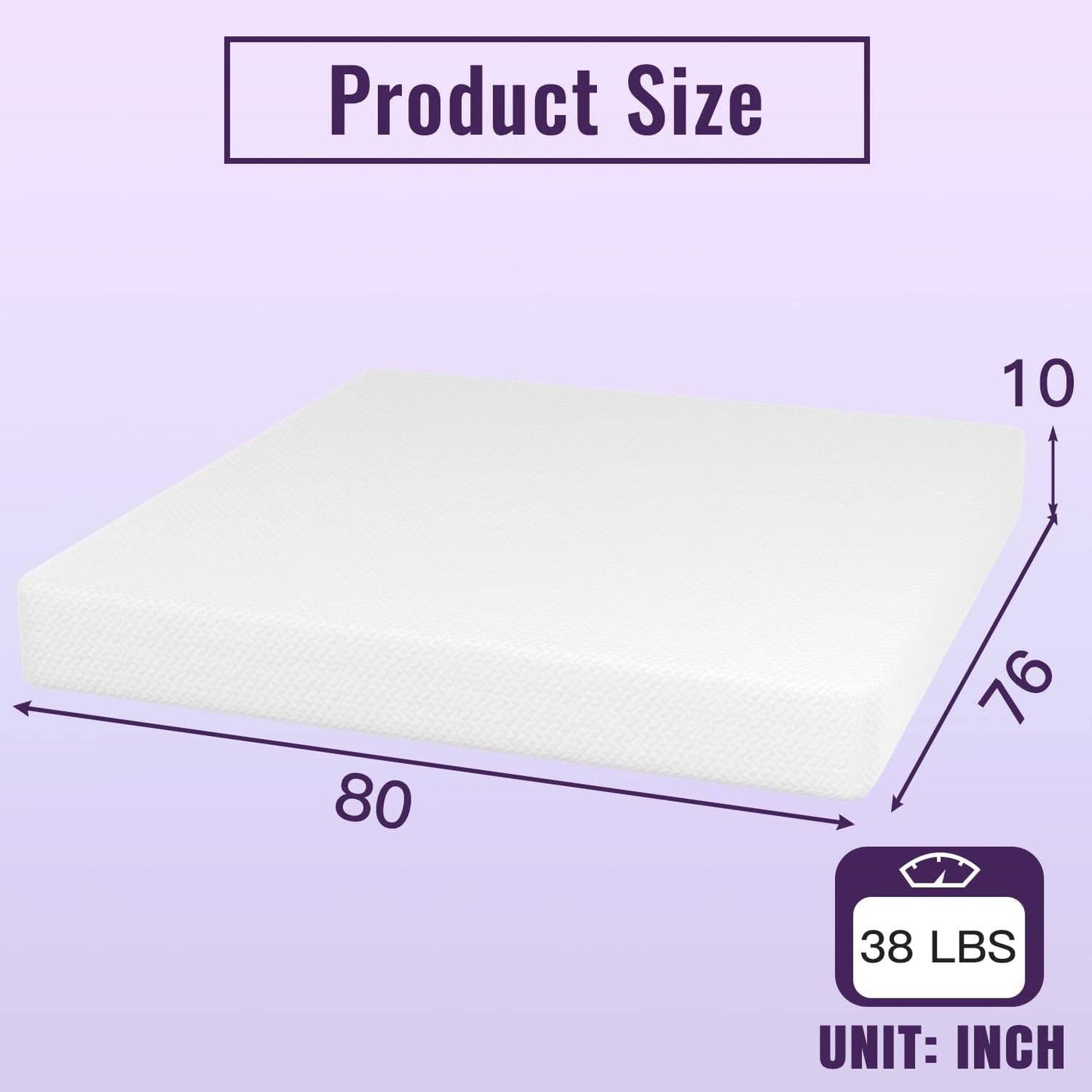 Colchón de espuma viscoelástica King size de 10 pulgadas con infusión de carbón y funda extraíble