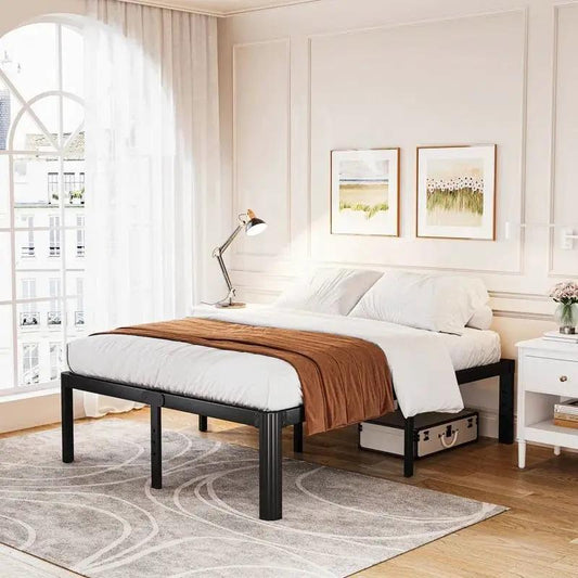 King size metal bed frame with round edge legs by HomePacific, black platform bed on Tampa Home & Garden Store