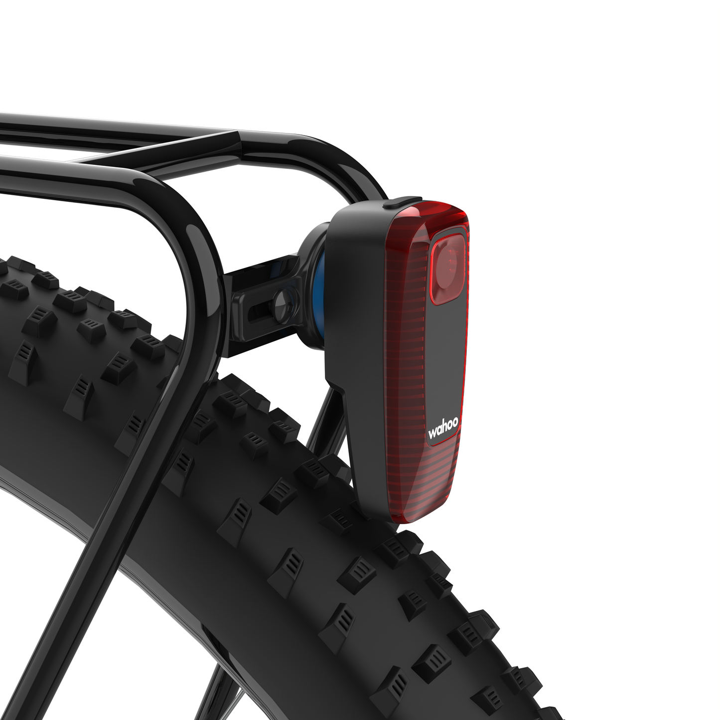 Bike Rear Rack Radar Mount KOM Cycling with red tail light on a glossy black frame on Tampa Home & Garden Store