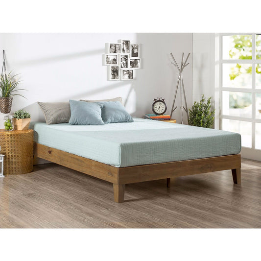 King size Modern Platform Bed Frame in Rustic Pine Finish - Tampa Home & Garden Store