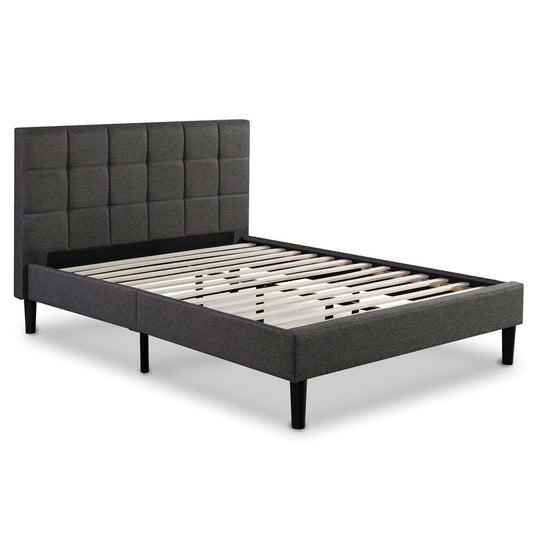 King size Dark Grey Upholstered Platform Bed with Headboard - Tampa Home & Garden Store